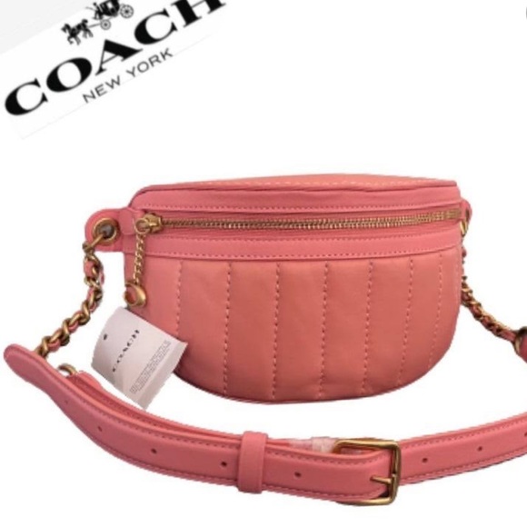 Coach Handbags - NWT COACH quilted chain belt crossbody bag in candy pink